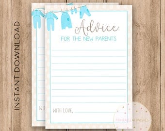 New parents advice cards, Baby shower advice cards 5x7", Boy baby shower keepsake, Gender reveal party, Shower activities download, PAW113