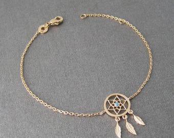 Dream catcher 750/000 gold plated dreamcatcher bracelet 18 k