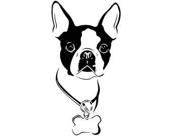 Boston Terrier Dog Graphics SVG Dxf EPS Png Cdr Ai Pdf Vector Art Clipart instant download Digital Cut Print File Cricut Silhouette Shirt