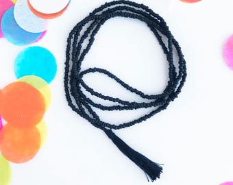 Black Yoga Necklace | Tassel Necklace | Soul Sister Necklace | Boho Beaded Tassel Necklace | Layerable Necklace | BFF Gift Ideas
