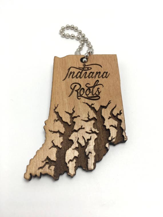 State Keychain Indiana Keychain by Branded Woodworks Wood