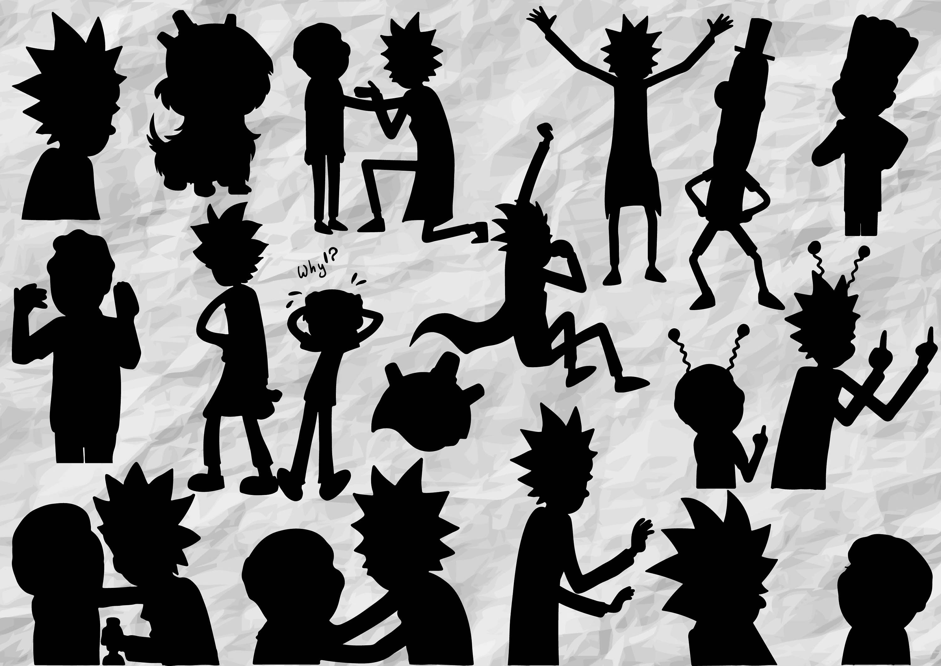 Download 15 Rick and Morty Silhouettes | Rick and Morty Cliparts ...
