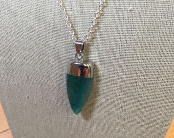 Teal and Silver Gemstone Pendant Necklace