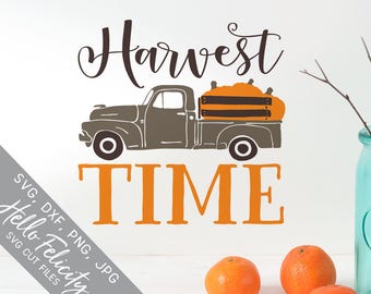 Fall Svg, Pumpkin Svg, Harvest Time Svg, Vintage Truck Svg, Dxf, Jpg, Svg files for Cricut, Svg files for Silhouette, Vector Art, Clip Art