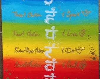 chakra's painting, 8x10, chakra art, meditation, yoga art spirituality