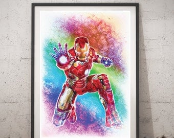 Iron Man poster, superheroes wall art, DC Comics printable poster, digital print, Iron Man kids home decor, The Avengers instant download