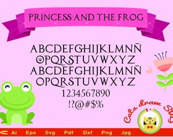 princess and the frog svg, svg, princess alphabet svg, svg file, cutt, clipart, vector, frog svg, alphabet eps, svg fonts, svg files, svg.