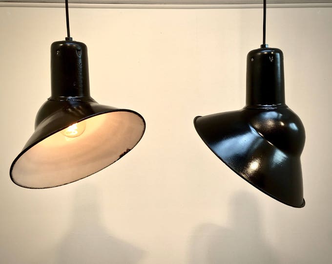 Black enamel industrial pendant lights