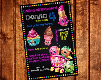 Shopkins Invitation, Shopkins Birthday Party Invitation, Shopkins Invite, Printable, Digital file