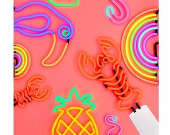 Various neon flamingo cactus pinepple rainbow tucan rainbow small table desk lamp lights Pre orders only plea