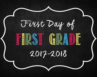 Last Day Of School First Grade Chalkboard Sign Poster Chalk