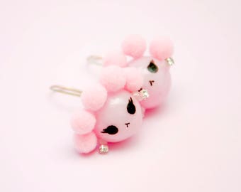 Pink pendant earrings, spring jewelry, baby pink earrings