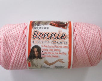 Bonnie Macrame Craft Cord 4mm 100 Yards Pink