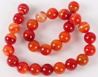 Pearl Agate 12 mm orange red natural stone