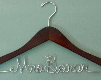Personalized Bride Wedding Dress Hanger Choose Name, Bride, Bridesmaid or Any Personalization