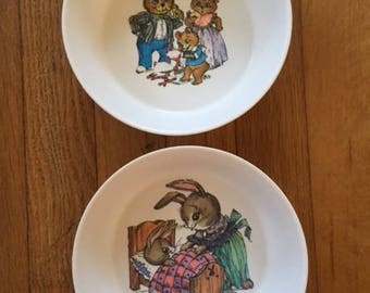 Vintage Three Bears and Peter Rabbit Melamine Melmac Bowls by Oneida