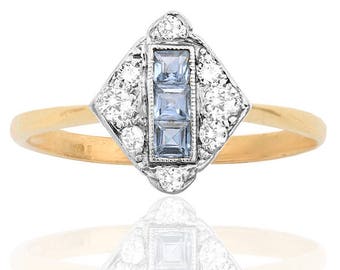 Stunning Art Deco Sapphire and Diamond ring