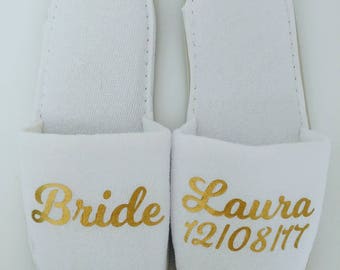 Personalised Wedding Slippers, Bridesmaid Slippers, Bride Slippers, Bridal Party Slippers, Flower Girl Slippers, Bridesmaid Gift