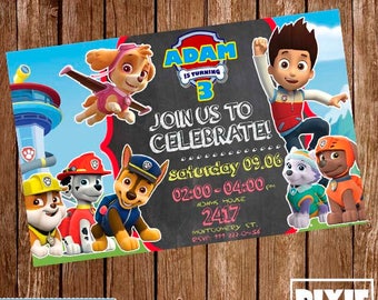 Paw Patrol Invitation, Paw Patrol Birthday Invitation, Paw Patrol Printable Invitation, Paw Patrol Printable Party, Paw Patrol Birthday Card
