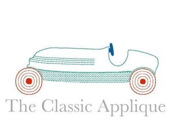 Vintage Race Car Vintage Stitch Embroidery Design 5x7