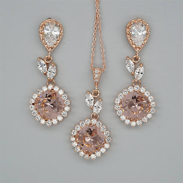 Blush Bridesmaid Jewelry Set Blush PInk Wedding Necklace and