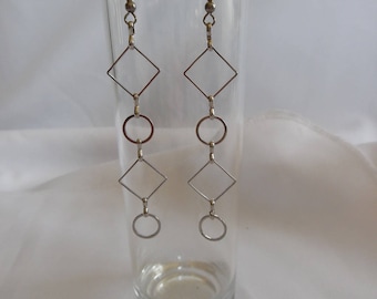 Trendy stainless steel geometric shapes on stainless steel earrings.
