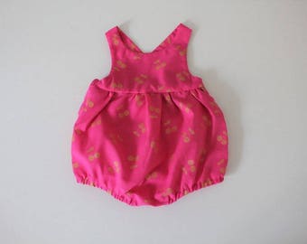 Romper fuchsia and gold cherry