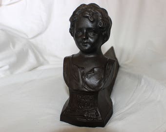 Vintage French Cast Iron Bust Boot Scraper L'Amour Vainqueur