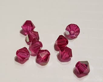 Bicone 4MM fuschia swarovski AB Crystal