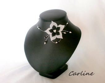 Nude - Necklace little girl black white wedding children
