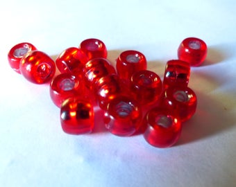 Set of 5 large transparent red beads