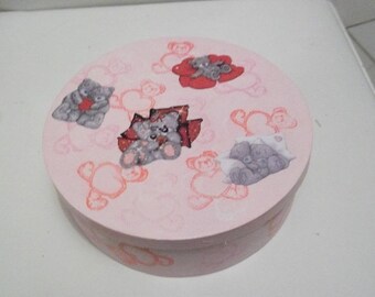 Round box pink fluffy Teddy