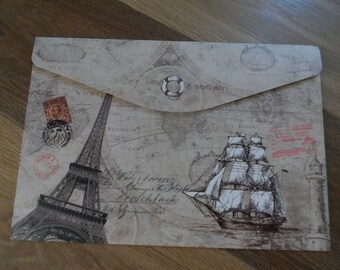 envelop Paris vintage retro 33.5 x 23 cm