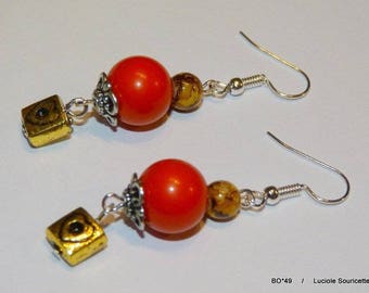 BO * 49 fancy gold heart earrings