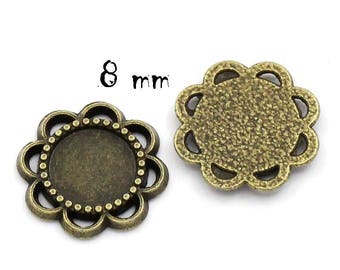 Set of 50 pendants 8 mm bronze paste cabochons