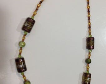 Brown Venetian glass beads necklace