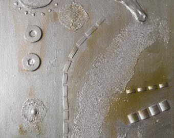 abstract painting mixed media "l'argent"