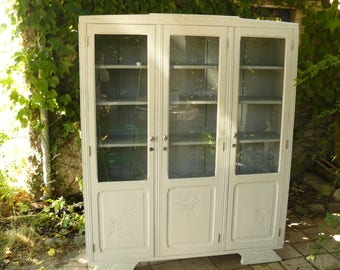 Library 3 cabinet doors painted off-white weathered and gray