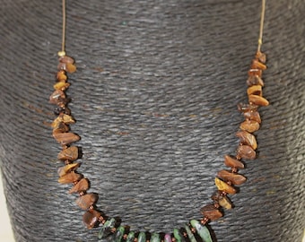 Tiger Oiel + Chrysoprase gemstone necklace