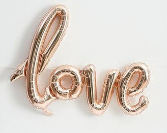 40" Rose Gold script LOVE Balloon engagement party decorations balloon wedding cursive rose gold bridal shower bachelorette party decor
