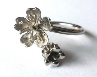 Sakura, cherry blossom and Valley on Silver 925 ring