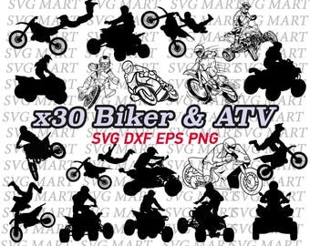 biker svg, ATV svg, motorbike, motorcycle, bike, dirt bike, clipart, png, eps, dxf, decal, stencil, vinyl, vector, silhouette cut files