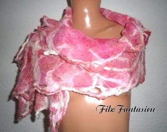 Nuno felted scarf, silk scarf, scarf, hand-colored scarf, silk chiffon scarf