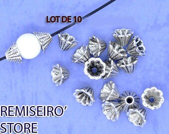 Lot de 10 perles caps calottes coupelles caps FLeurs 8 mm.