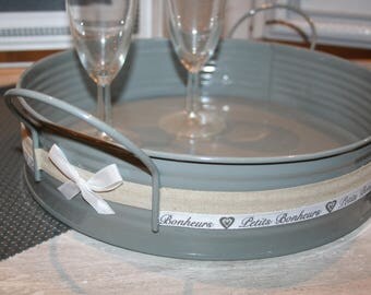 modern "petits bonheurs" taupe and gray metal tray