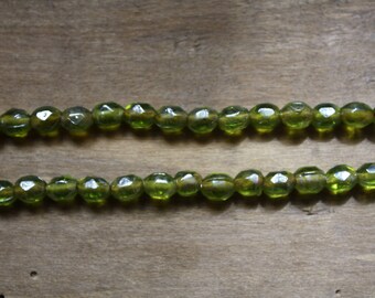 Set of 10 India glass beads faceted glossy lime green 6mm
