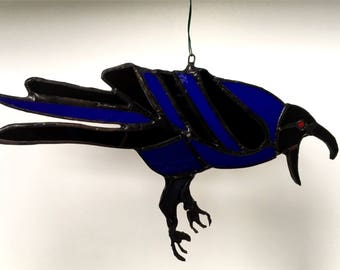 Stained glass raven bird
