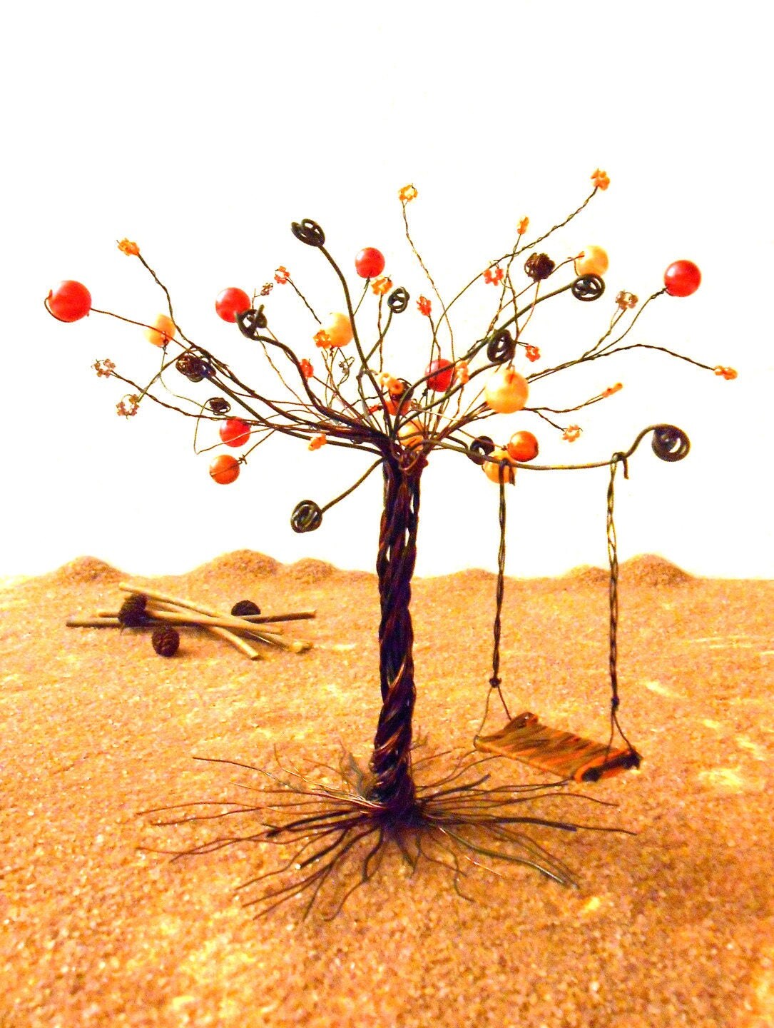 Arbre En Fil De Fer Et Perle Arbre en fil de fer et perles blanches SUR COMMANDE Etsy