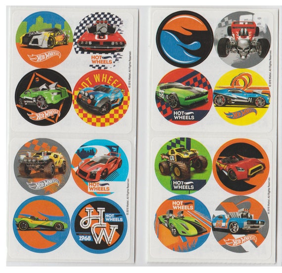 80 Hot Wheels Cars Mini Stickers 1.2 Round Each