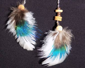 Feathers 'Peacock Cloud' Earrings:
